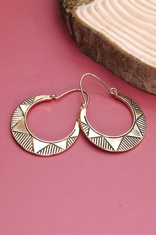Etched Aztec Drop Earring